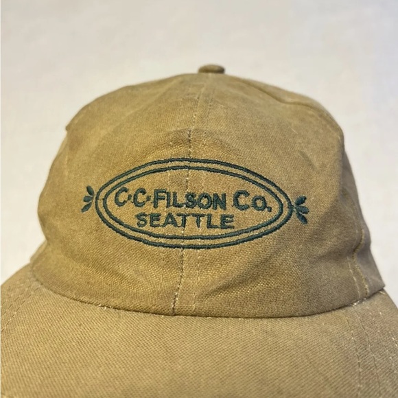 C.C. Filson Co. Seattle Waxed Tin Cloth Strap Back Cap Men’s S/M Vintage USA - Picture 2 of 7